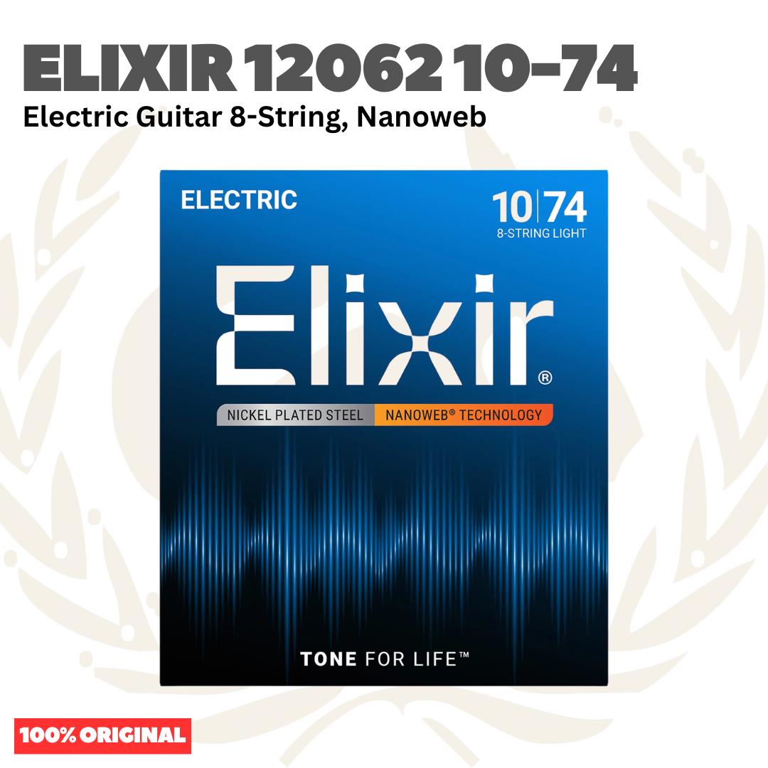 Elixir 12062 Nanoweb Light 8-String Electric Guitar Strings 10-74 - Senar Gitar Listrik