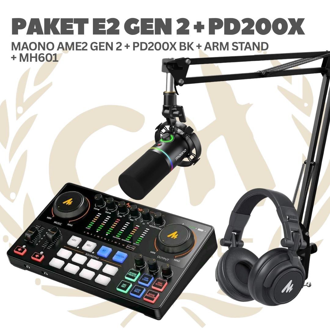 PAKET MAONO E2 GEN 2 - Maono Ame2 Gen II - 1 MIC - Podcast Streaming Recording