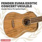 Fender Zuma Exotic Concert Ukulele, Walnut FB - Ukulele 4-Senar Original Asli