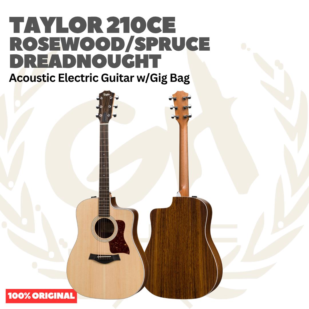 Taylor 210CE Rosewood/Spruce Dreadnought Acoustic Guitar w/Gig Bag - Gitar Akustik Elektrik