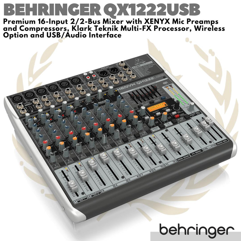 BEHRINGER XENYX QX1222USB Premium 16 Input 2/2 Bus Mixer USB