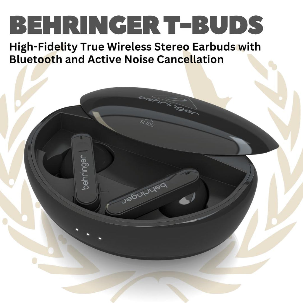 Behringer T-BUDS High-Fidelity True Wireless Stereo Earbuds with Bluetooth and Active Noise Cancellation - T BUDS Wireless Ear Buds Earphone Bluetooth TBUDS
