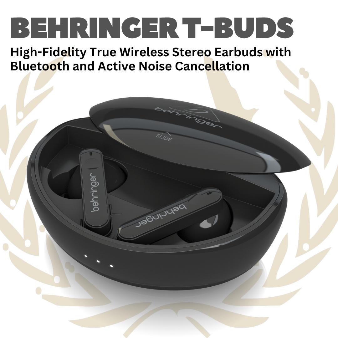 Behringer T-BUDS High-Fidelity True Wireless Stereo Earbuds with Bluetooth and Active Noise Cancellation - T BUDS Wireless Ear Buds Earphone Bluetooth TBUDS