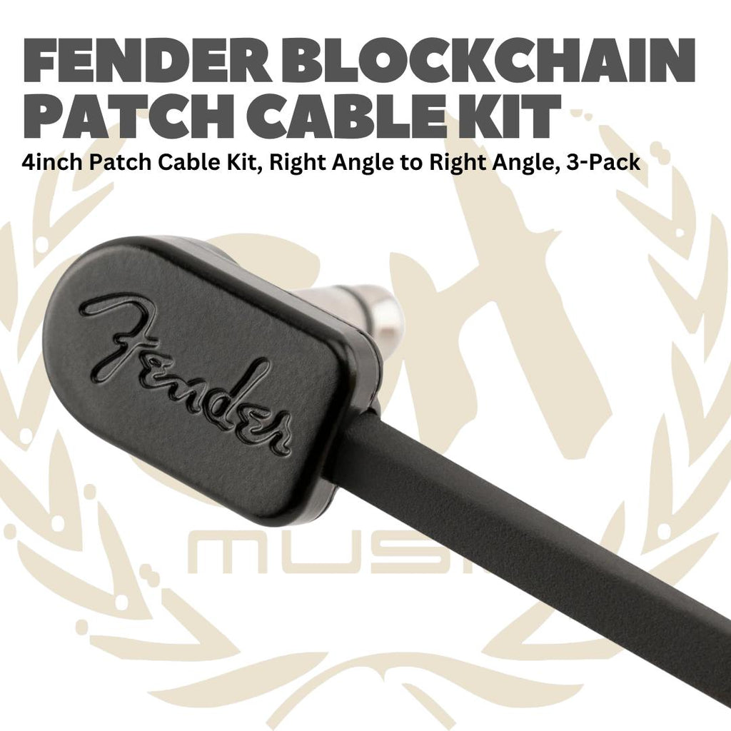 Fender Blockchain 4inch Patch Cable Kit, Right Angle to Right Angle, 3-Pack - Kabel Jumper Efek