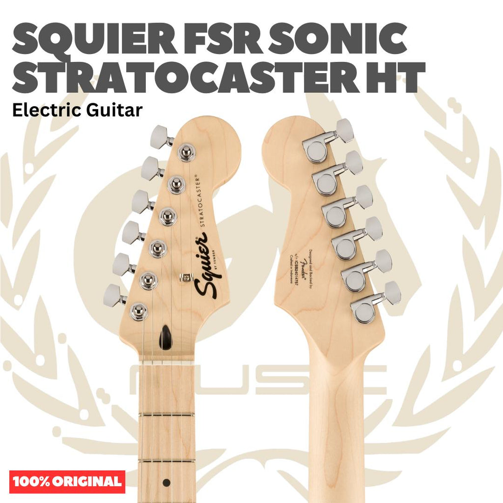 SQUIER FSR Sonic Stratocaster HT Electric Guitar - Gitar Listrik Elektrik Hardtail non Tremolo Original Asli