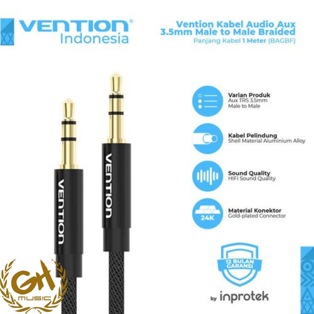 Vention BAG Kabel Audio Aux 3.5mm Male to Male Fabric Braided - 0,5m