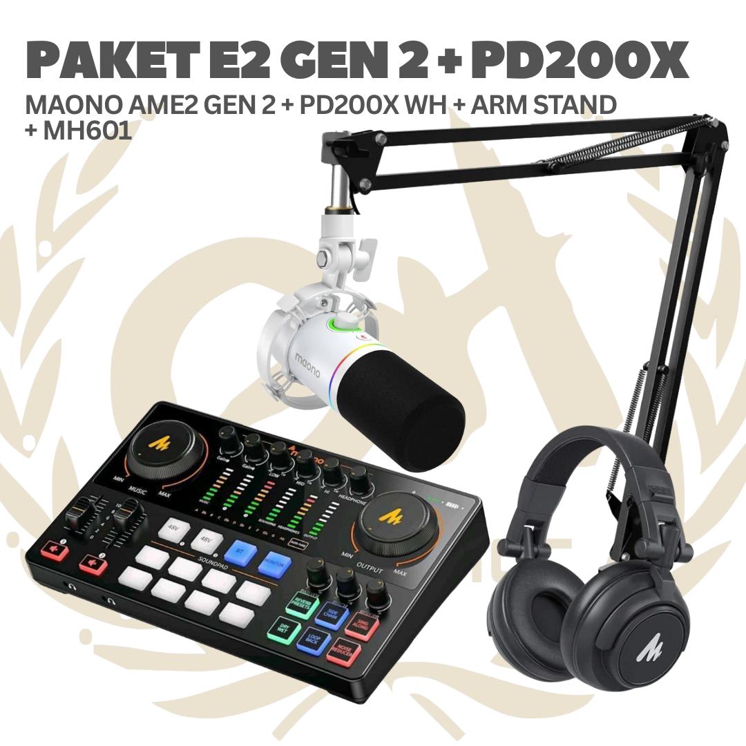 PAKET MAONO E2 GEN 2 - AME2 Gen II - 1  MIC PLUS MH601 - Podcast, Streaming, Recording
