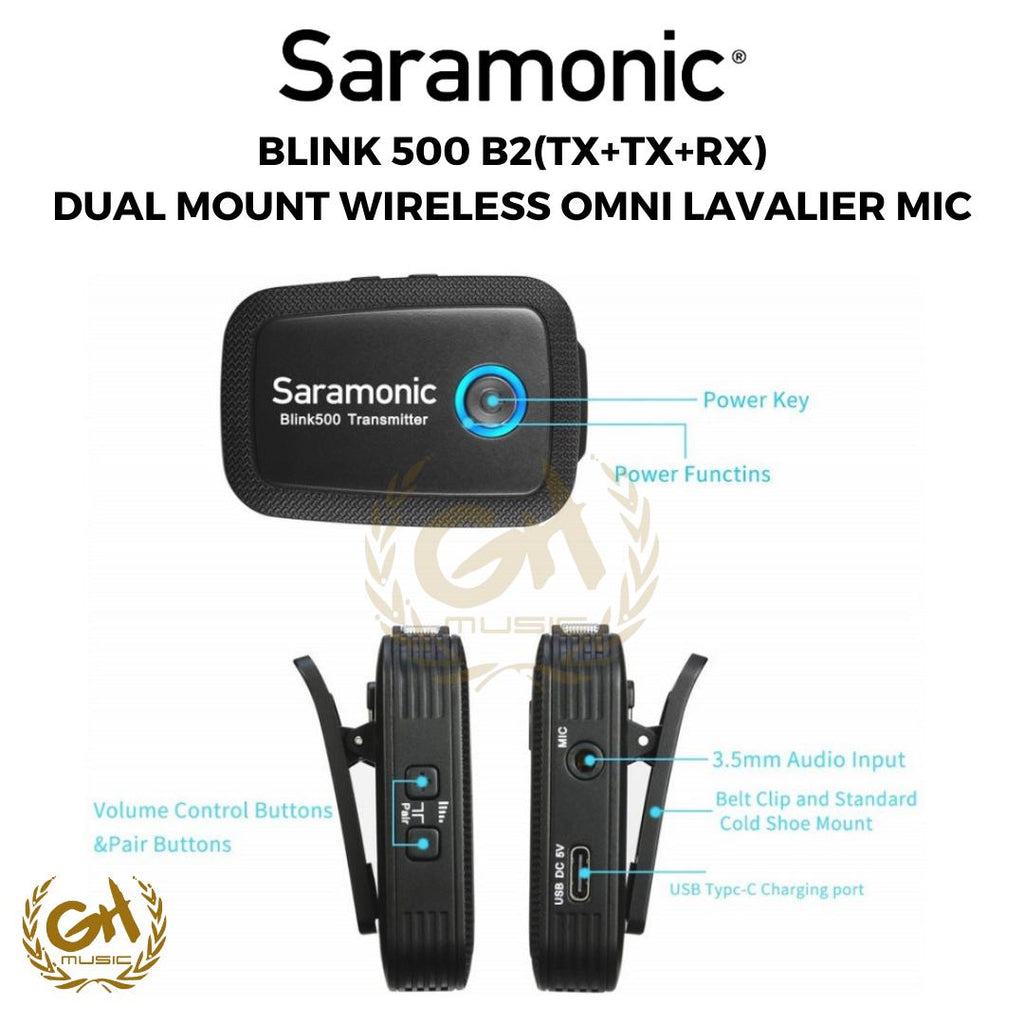 Saramonic Blink 500 B2 TX+TX+RX DUAL MOUNT WIRELESS OMNI LAVALIER MIC