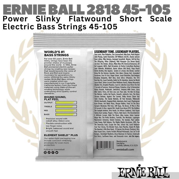 Ernie Ball 2818 Power Slinky Flatwound Short Scale Bass String 45-105