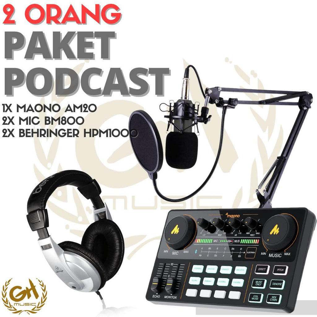 PAKET PODCAST 2 ORANG MAONO AM200, PAKET MIC BM800 DAN HEADPHONE