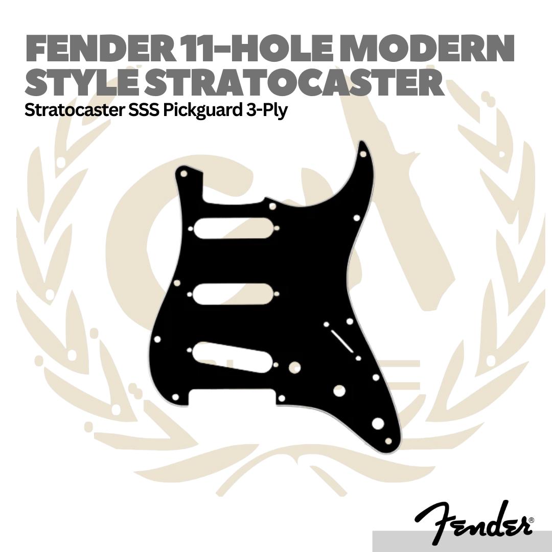 Fender 11-Hole Modern Style Stratocaster Pickguard, SSS, 3-Ply, Black
