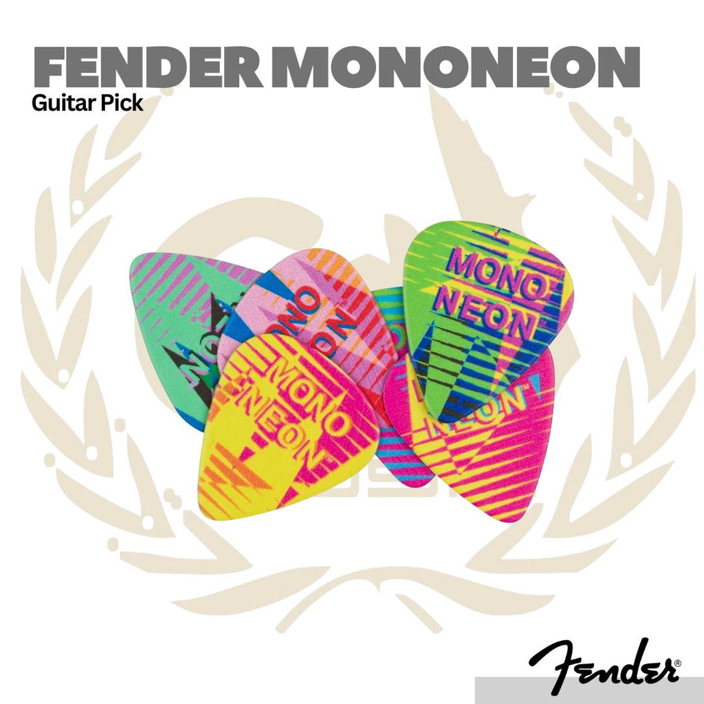 Fender MonoNeon Guitar Pick Tin, Medium, 6-Pack - Pick Gitar Bass