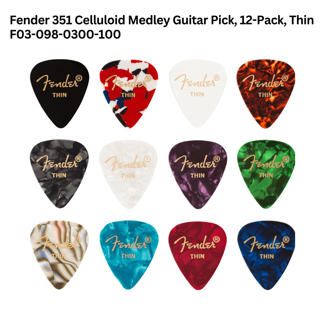 Fender 351 Celluloid Medley Guitar Pick, 12-Pack, - Pick Gitar Bass