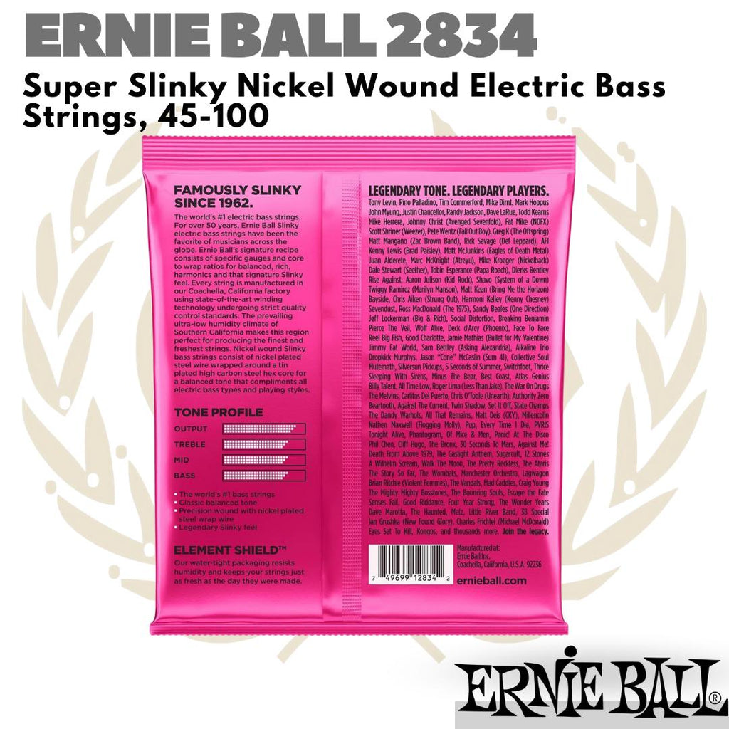 ERNIE BALL 2834 Super Slinky Nickel Wound 45-100 Senar Bass Elektrik