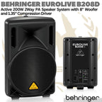 BEHRINGER EUROLIVE B208D Active 2 Way 8" PA Speaker System | Aktif