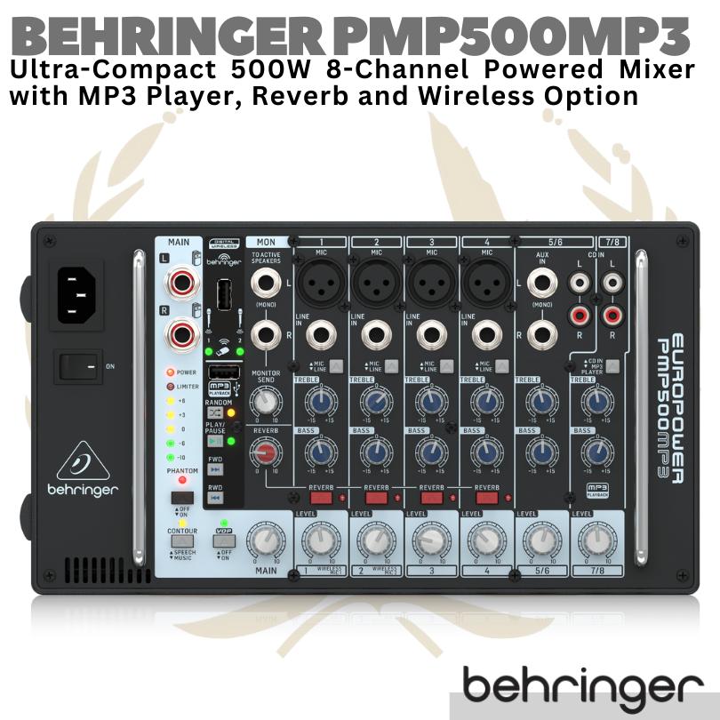 BEHRINGER EUROPOWER PMP500MP3 8 channel 500W Powered Audio Mixer