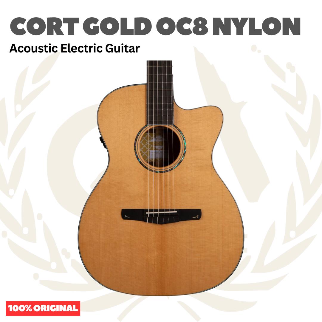 Cort Gold OC8 Nylon Natural Gloss Acoustic Electric Guitar w/Case - Gitar Akustik Elektrik