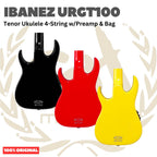 Ibanez URGT100 Tenor Ukulele 4-String w/Preamp & Bag - Ukulele Tenor 4-senar Original Asli