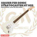 SQUIER FSR Sonic Stratocaster HT HSS Electric Guitar, Laurel FB, Arctic White - Gitar Listrik Elektrik Original