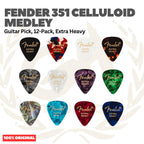 Fender 351 Celluloid Medley Guitar Pick, 12-Pack, - Pick Gitar Bass