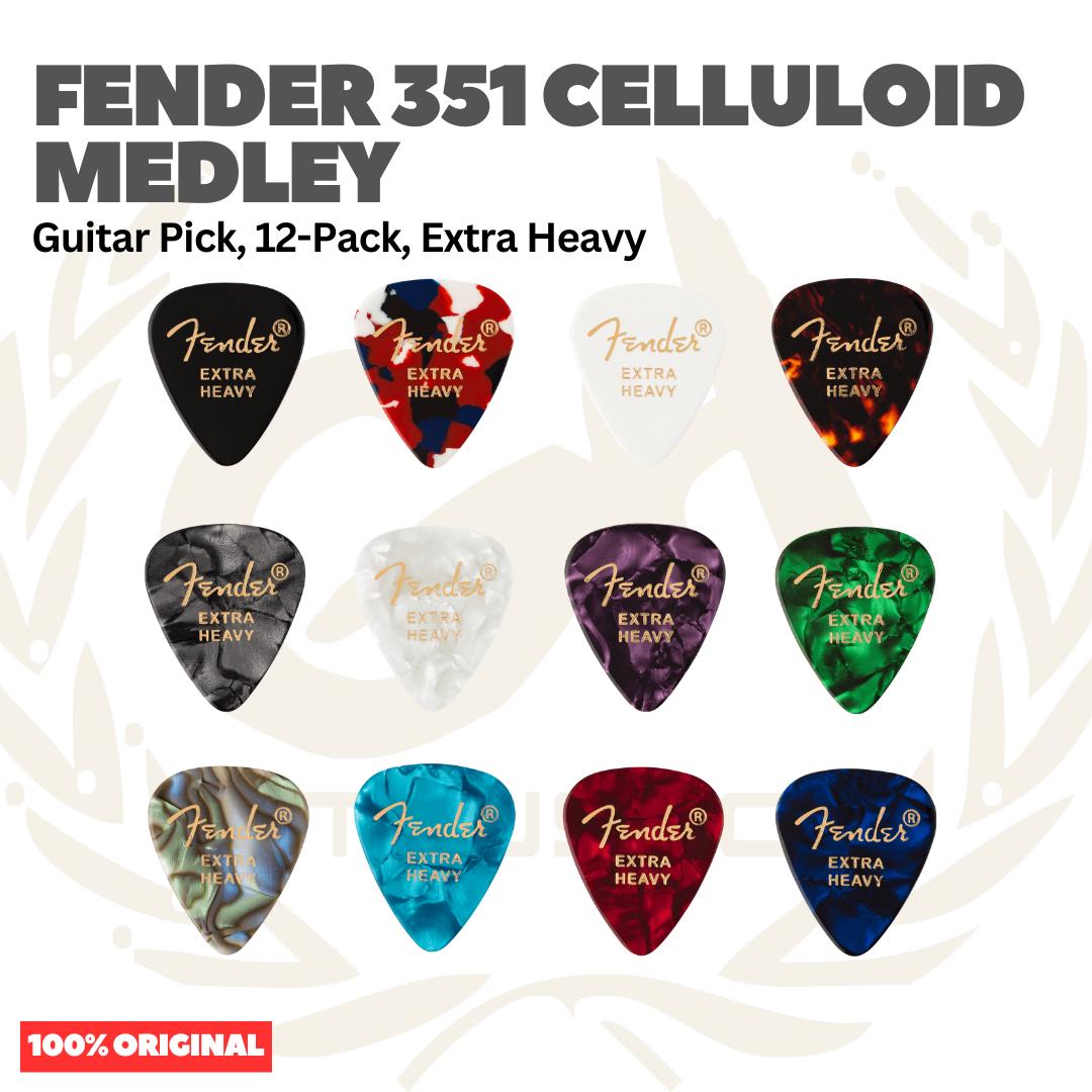 Fender 351 Celluloid Medley Guitar Pick, 12-Pack, - Pick Gitar Bass