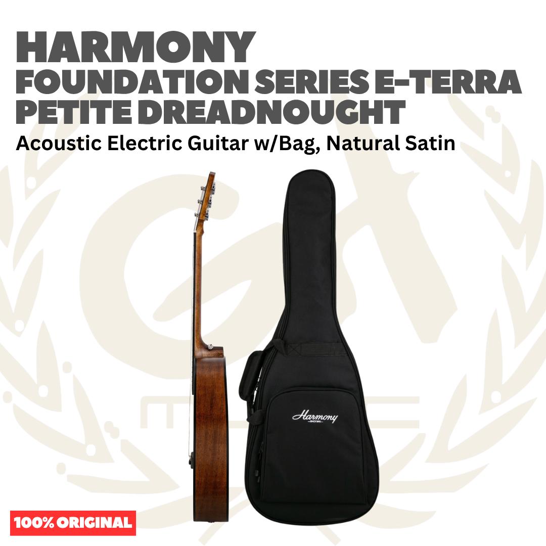 Harmony Foundation Series e-Terra Petite Dreadnought Acoustic Guitar w/Bag - Gitar Akustik Elektrik dg Preamp