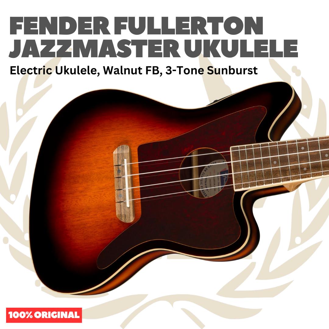 Fender Fullerton Jazzmaster Ukulele - Ukulele Elektrik Body Jazzmaster Mini 4-Senar With Preamp Original Asli