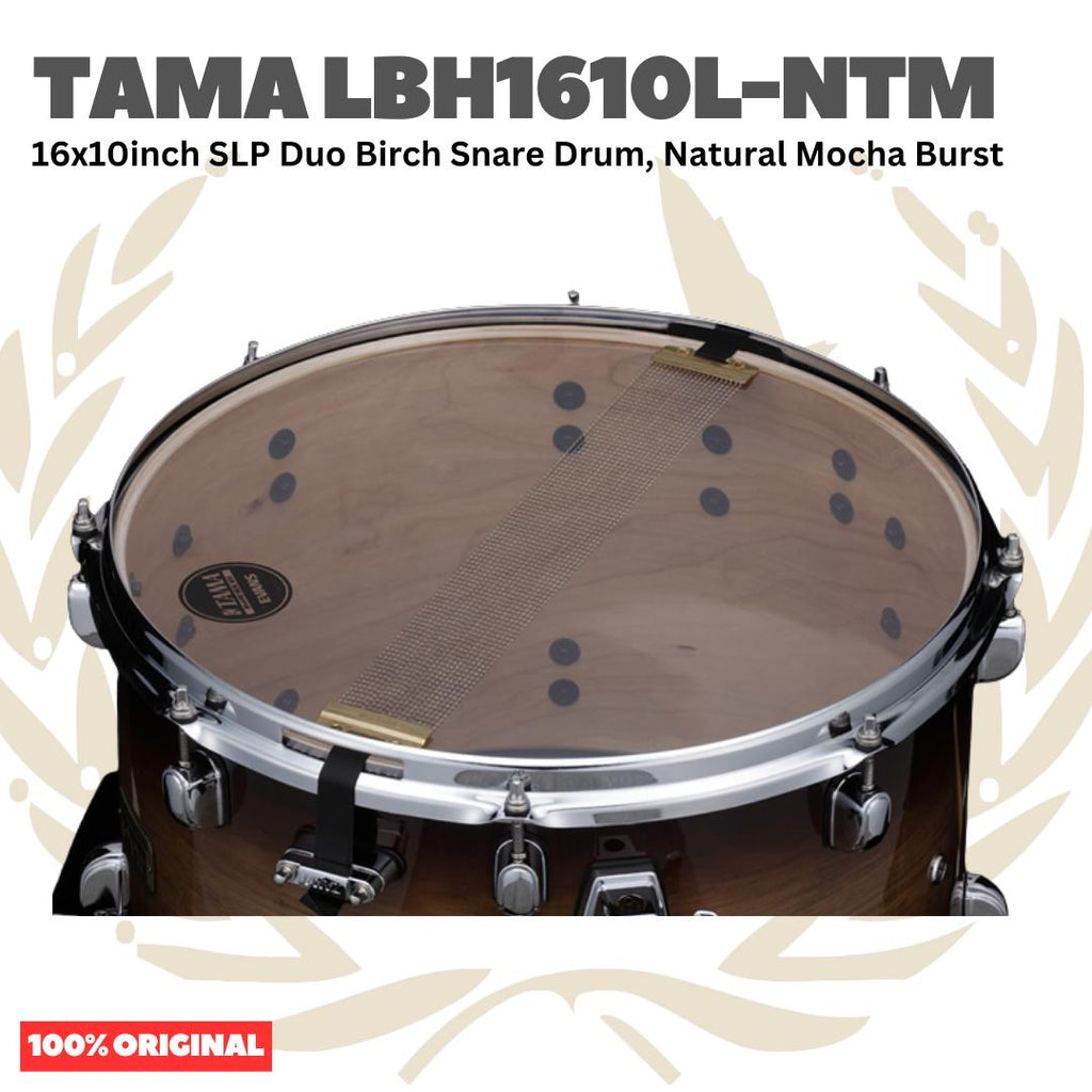 TAMA LBH1610L-NTM 16x10inch SLP Duo Birch Snare Drum, Natural Mocha Burst - Senar Drum | SLP LBH1610LNTM
