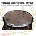 TAMA LBH1610L-NTM 16x10inch SLP Duo Birch Snare Drum, Natural Mocha Burst - Senar Drum | SLP LBH1610LNTM