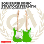 Squier FSR Sonic Stratocaster HT H Electric Guitar, Maple FB, Lime Green - Gitar Listrik Elektrik Original Asli