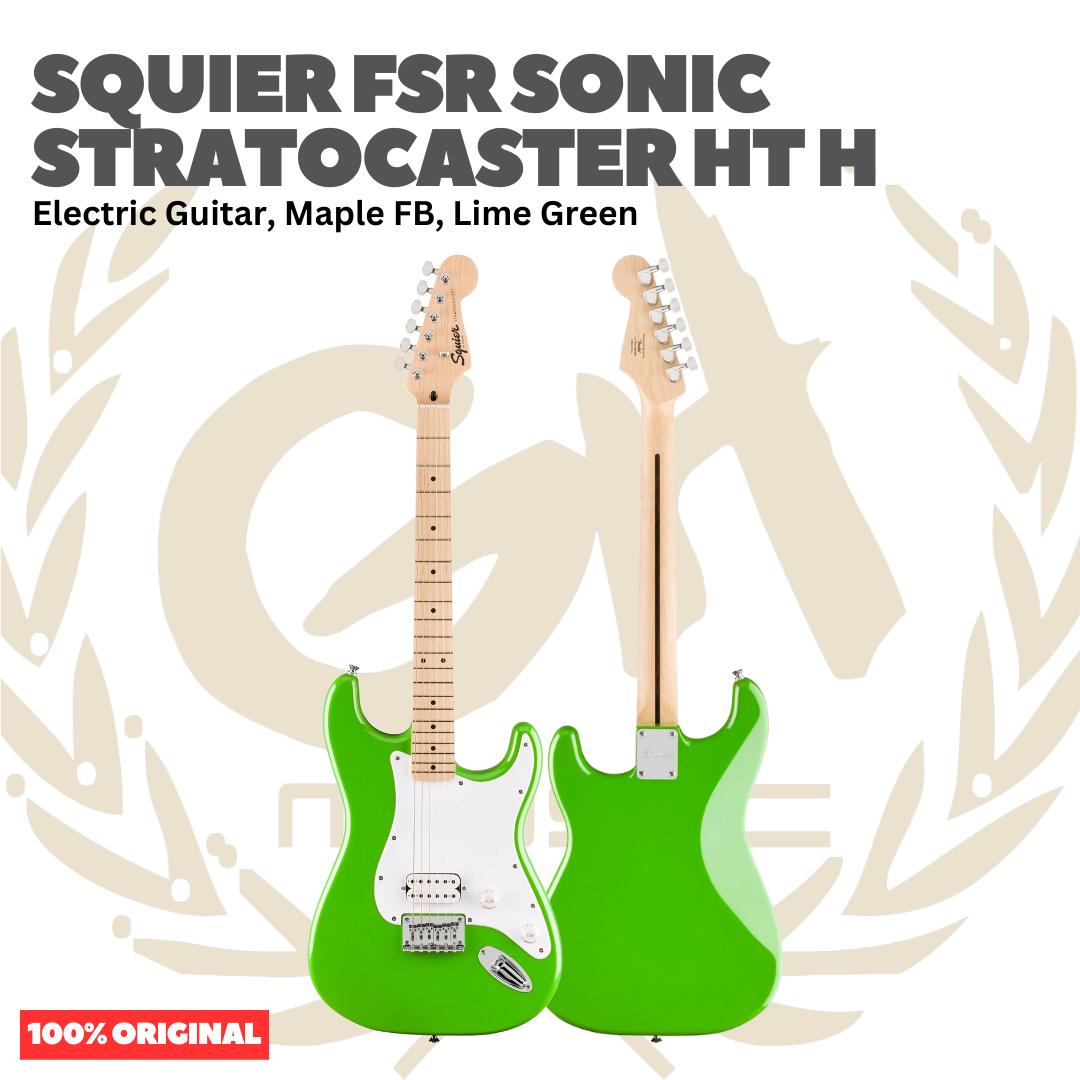 Squier FSR Sonic Stratocaster HT H Electric Guitar, Maple FB, Lime Green - Gitar Listrik Elektrik Original Asli