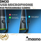 Mic USB MAONO DM30 Gaming RGB Microphone For PC Phone Computer Laptop