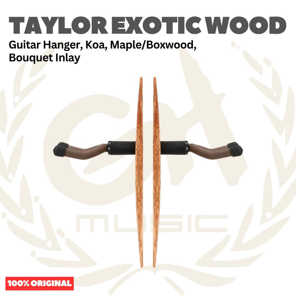 Taylor Exotic Wood Guitar Hanger, Koa, Maple/Boxwood, Bouquet Inlay - Stand Gitar Gantung