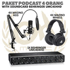 PAKET PODCAST 4 ORANG BEHRINGER UMC404 | MAONO A03 | MH 601 | BM800