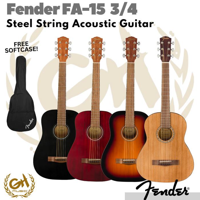 Fender FA 15 3/4 String Acoustic Guitar with Bag | Gitar Akustik FA15