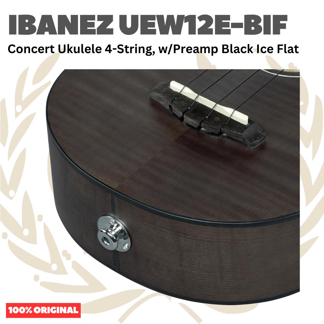 Ibanez UEW12E-BIF Concert Ukulele 4-String w/Preamp Black Ice Flat - Ukulele Concert 4-senar Original Asli