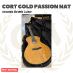 Cort Gold Passion Acoustic Electric Guitar w/Case, Natural - Gitar Akustik Elektrik