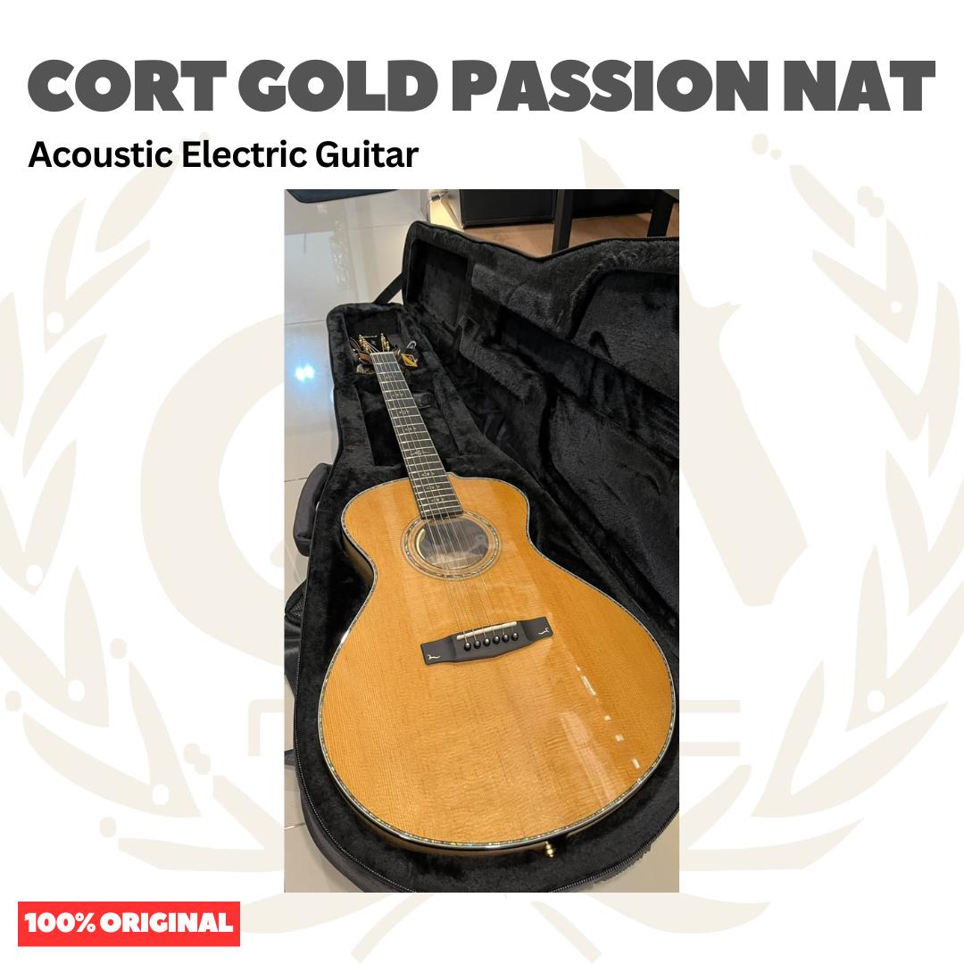 Cort Gold Passion Acoustic Electric Guitar w/Case, Natural - Gitar Akustik Elektrik