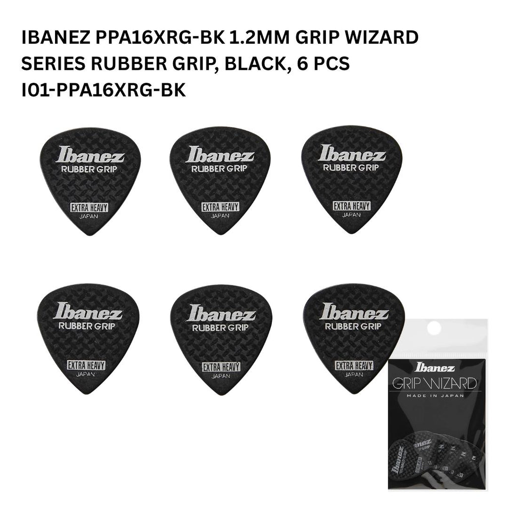 Ibanez PPA16XRG 1.2mm Grip Wizard Series Rubber Grip, 6 pcs Guitar Pick - Pik Gitar isi 6