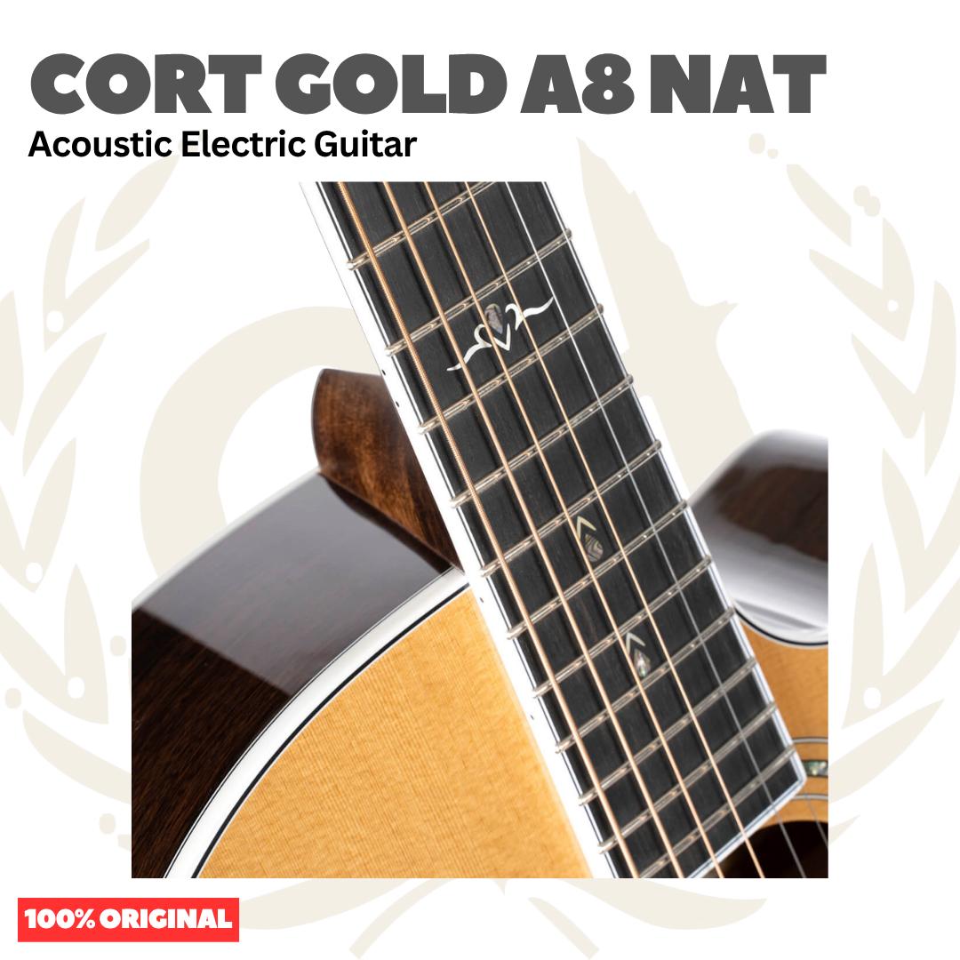 Cort GOLD A8 NAT Acoustic Electric Guitar w/Case - Gitar Akustik Elektrik