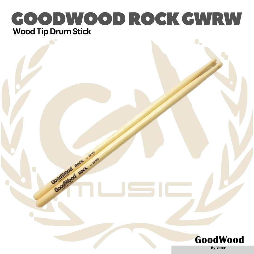 Goodwood by Vater GWRW Drumsticks, Hickory Rock Wood Tip - Stik Drum