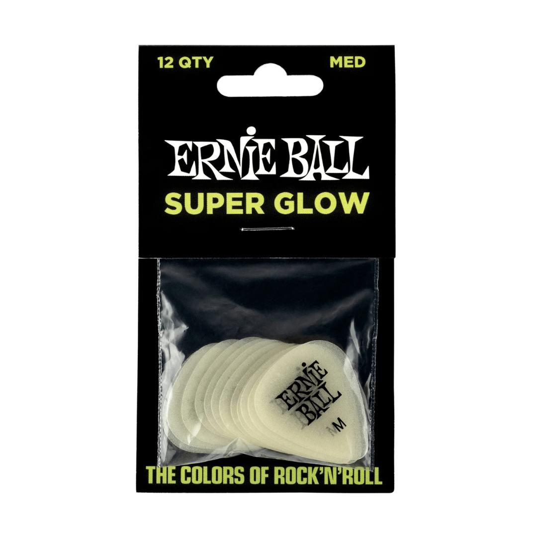 Ernie Ball Super Glow Cellulose Guitar Picks, 12-Pack- Pik Gitar Bass