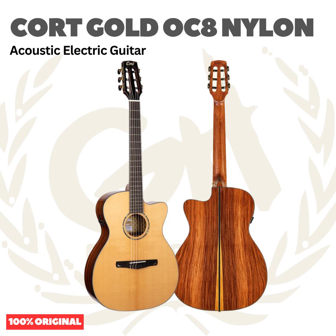 Cort Gold OC8 Nylon Natural Gloss Acoustic Electric Guitar w/Case - Gitar Akustik Elektrik