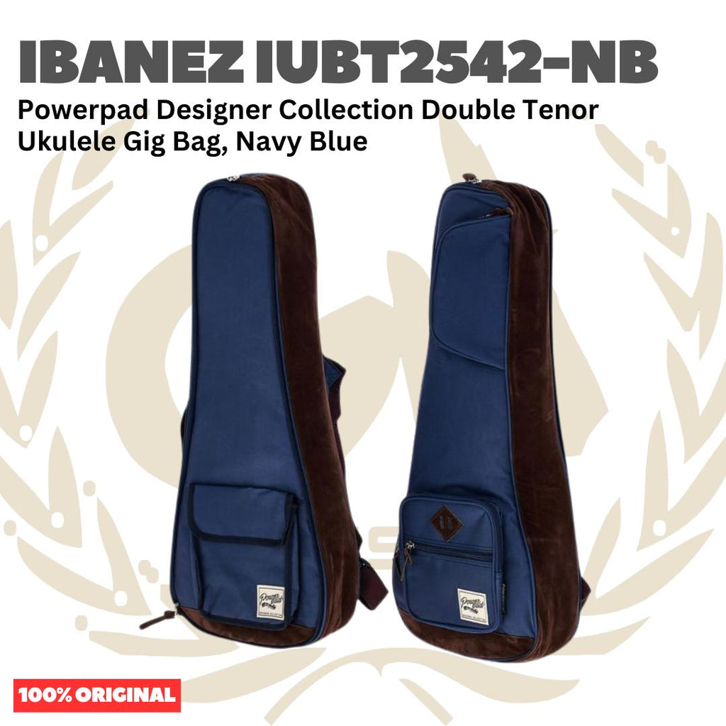 Ibanez IUBT2542-NB Powerpad Designer Collection Double Tenor Ukulele Gig Bag, Navy Blue - Tas Ukulele Tenor Isi 2 Original Asli