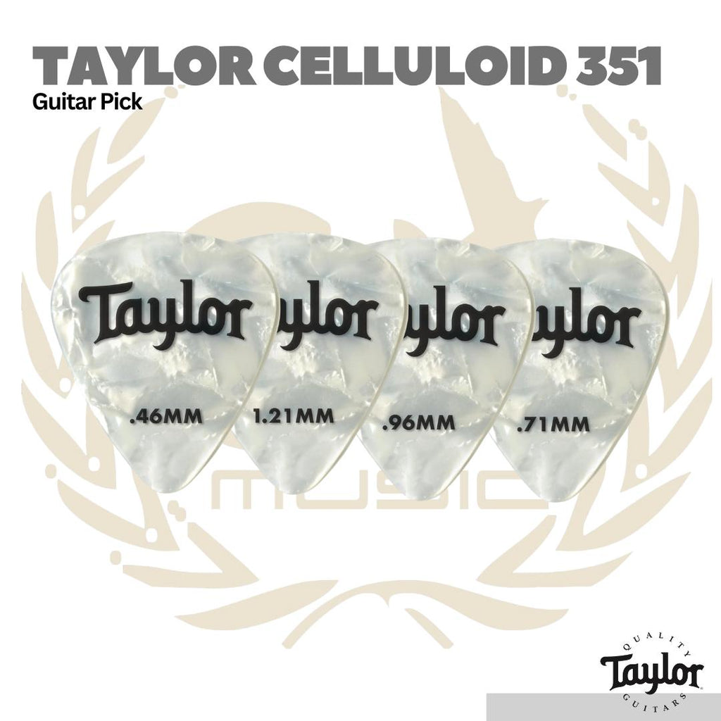 Taylor Celluloid 351 Picks, White Pearl 12-Pack - Pick Gitar Bass