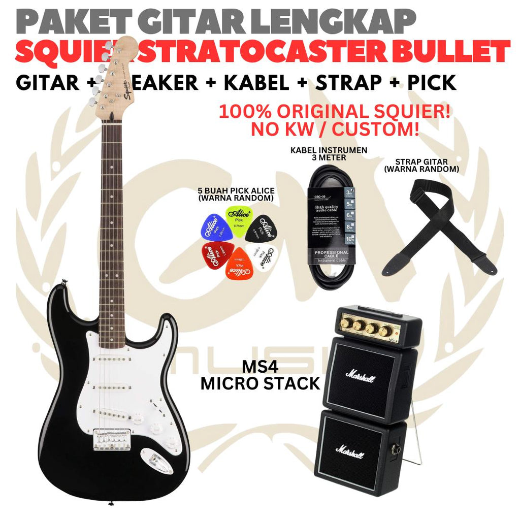 PAKET GITAR SQUIER STRATOCASTER BULLET Electric Gitar | GUITAR PACK