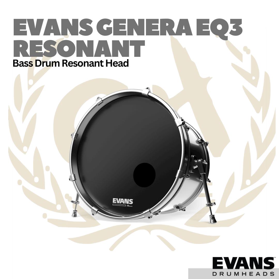 Evans EQ3 Smooth Black Resonant Bass Drumhead - Membran Head