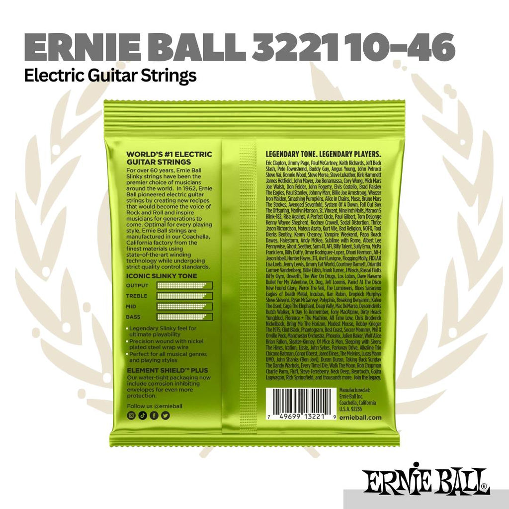Ernie Ball 3221 Electric Guitar Strings, 10-46 - Senar Gitar Elektrik | isi 3 Set / pack