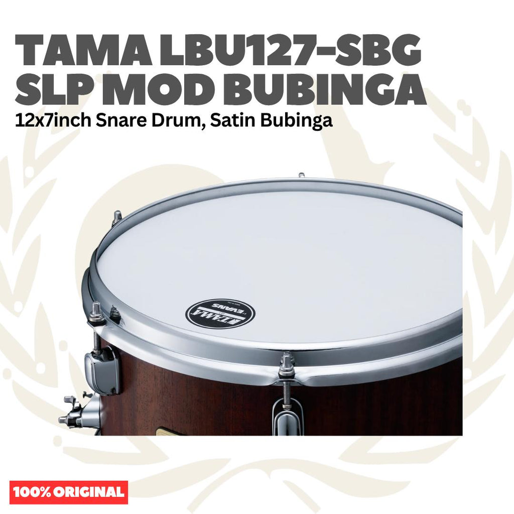 TAMA LBU127-SBG 12x7inch SLP MOD Bubinga Snare Drum, Satin Bubinga - Senar Drum