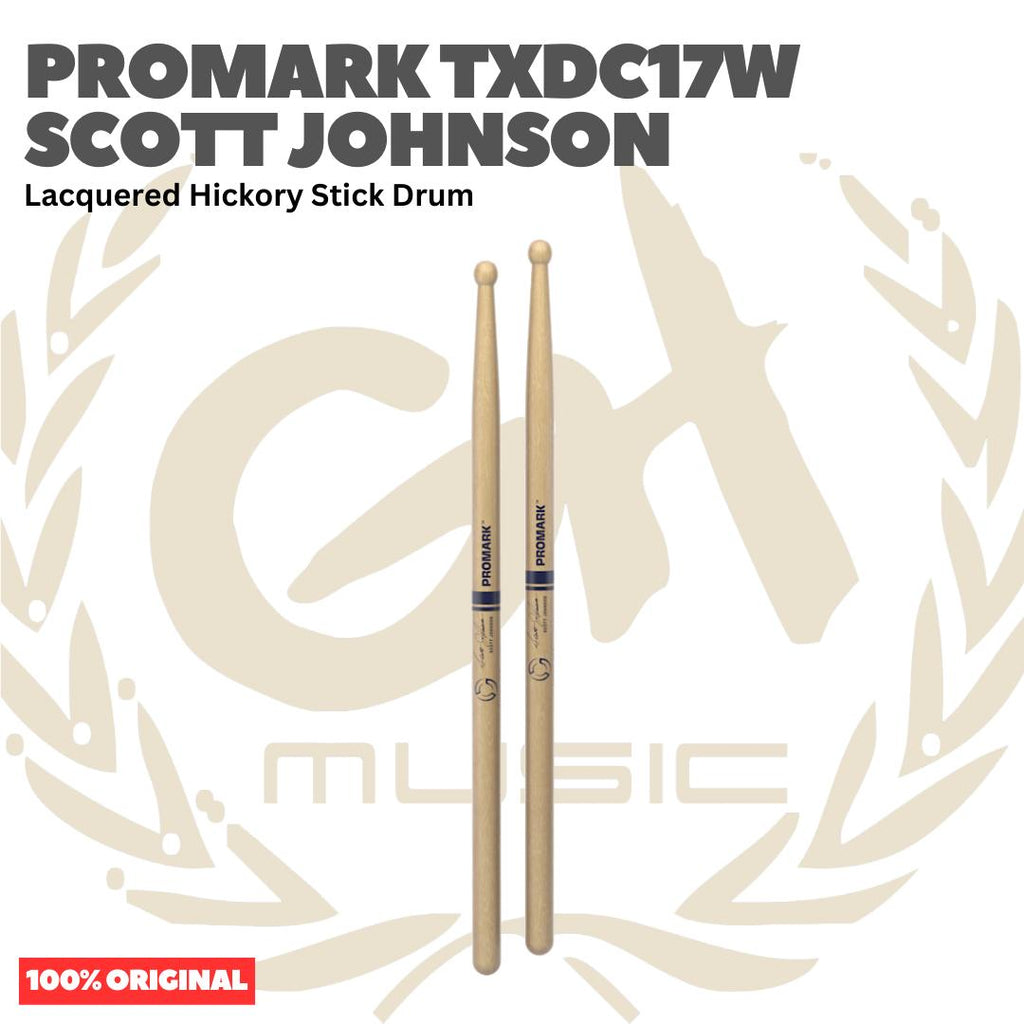 PROMARK DC17 Scott Johnson Lacquered Hickory Stick Drum - TXDC17W Stik Drum Original Asli